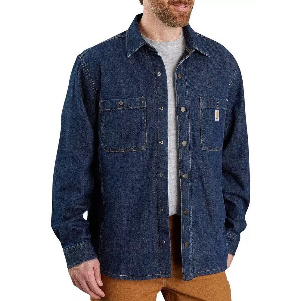 Carhartt Men's Relaxed Fit Denim Lined Snap Shirt Jacket Medium NWT